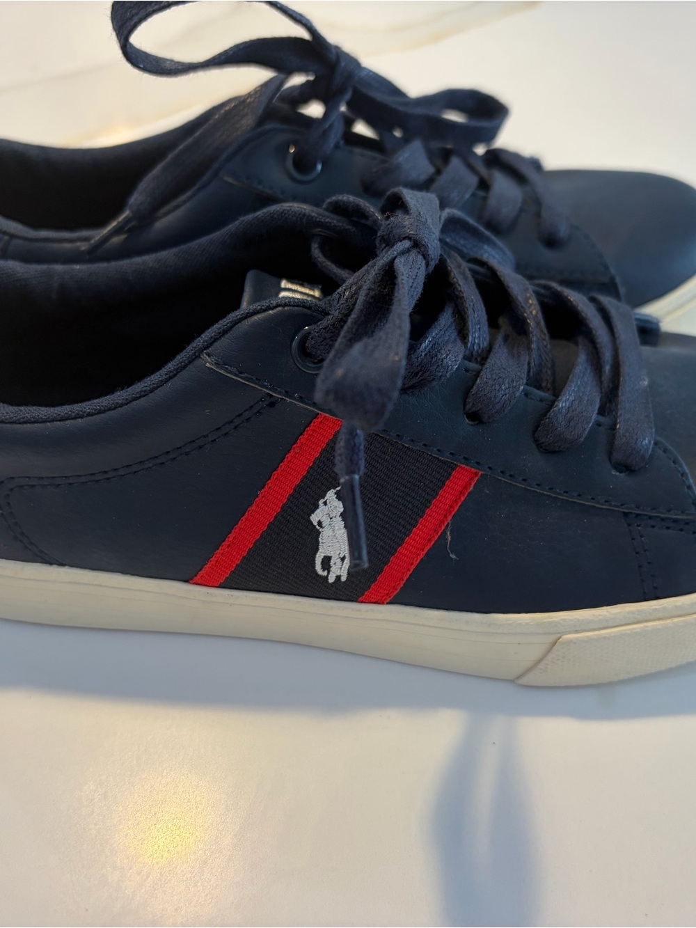 Polo by Ralph Lauren Navy Sneakers with Red Stripe